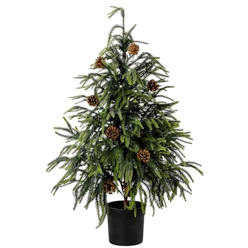 3FT Artificial Norfolk Topiary Trees for Front Porch 36-inch Real Touch Norfolk Pine Christmas Tree...