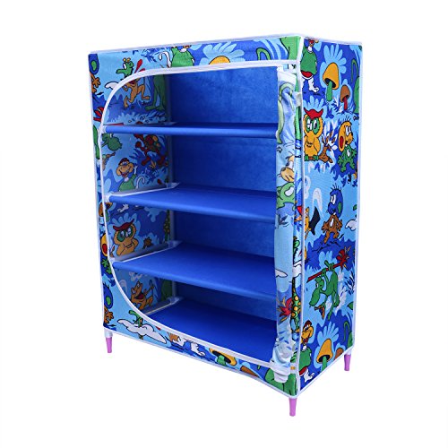 Image of Little One's | 4 Shelves Baby Foldable Wardrobe | Jungle Blue (Made in India)