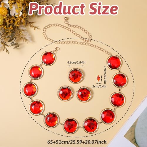 Larrel Red Rhinestones Waist Belt, Adjustable Western Red Chain Metal Cowboy Belt Cowgirl Belts for Women Jeans Dress Skirt Halloween Cosplay Props Accessories Country Concert Outfit2