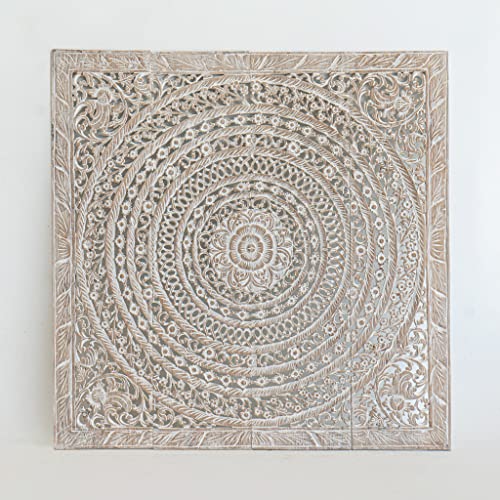 Moroccan Wooden Bed Headboards Hand Carved Panels Sculpture Wall Mounted Decor In Reclaimed Teak Wood 48 Inches #TOP4