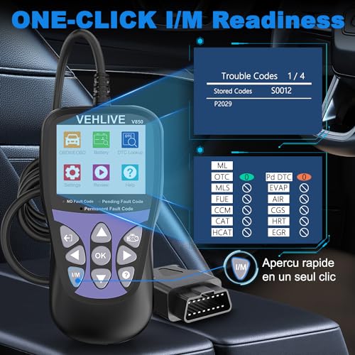 ATDIAG OBD2 Scanner V850 One-Click I/M,Car Code Reader Diagnostic Check Engine Light Scan Tool for All OBDII Vehicles,Turn Off CEL,Read/Clear Codes,Live Data,Voltage Test