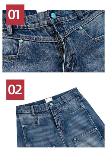 Men and Women Distressed Jeans Streetwear Washed Baggy Denim Trousers Ripped Hole Loose Cargo Pants2