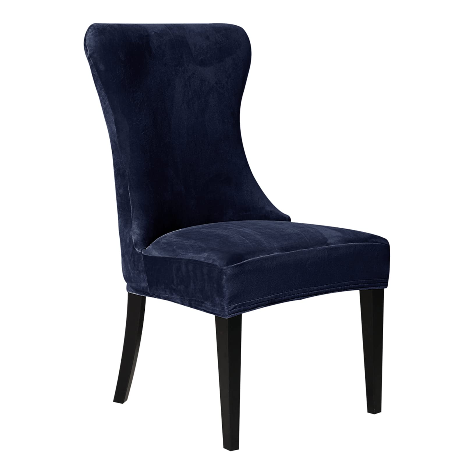 GEBIN Velvet Dining Chair Cover Set of 2/4/6, Curved back Chair Slipcovers- Dining Room Side Seat Cover, for Kitchen Living Room Dining Room Bar Coffee Cafe (Navy,4 Piece)