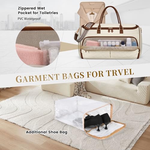 RAINSMORE Garment Bags for Travel Women Convertible Garment Duffle Bag for Hanging Clothes, Large Carry On Garment Bag with Shoe Bag & Wet Pocket, Foldable Dress Suit Business Travel Weekender Bags by RAINSMORE - Used condition - Image 2