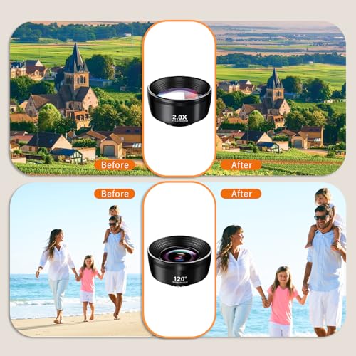 10 in 2 Handy Kamera objektiv Handy Objektiv Fischaugenobjektiv 210° Weitwinkel 120° Makroobjektiv (25x) Sternfilter Telephoto,Kaleidoscope,CPL/Star Filter,mit Reinigenstift,für meisten Smartphones
