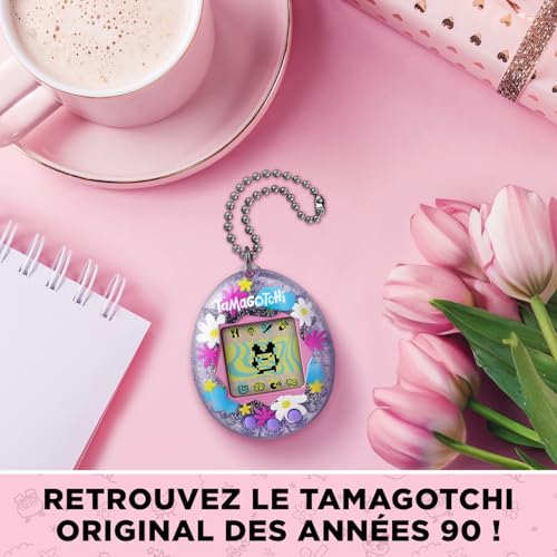 Bandai – Tamagotchi Original – Flower Perfume – Animal interactif avec écran LCD en Français, 3 Boutons et Mini-Jeux – Idée Cadeau Jeu Animal virtuel – Motif Fleurs – Jouet Enfant 8 Ans et + – 42983