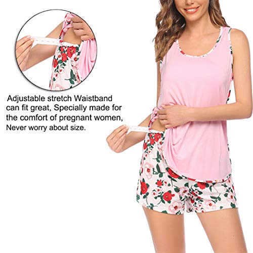 Ekouaer Maternity Pregnancy Pajamas Set Soft Maternity Nightgown Sleeveless Sleepwear For Breastfeeding Large #TOP2