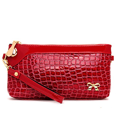 Sac à bandoulière femme motif crocodile pochette cuir verni C