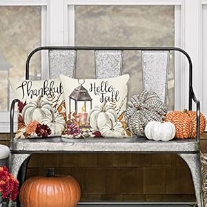 Fall Pillow Covers 18×18 Set of 4 Watercolor Fall Pumpkin Throw Pillow Covers Cotton Linen Autumn Harvest Farmhouse Decor Pillowcases Maple Case with Season Blessings