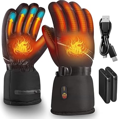 Heated Gloves,Winter Gloves for Men and Women with 2Pcs 2600mAh Battery, Waterproof Thermal Warm Gloves for Cold Weather with Auto Sensor Switch for Skiing, Hunting, Workout, Running, Cycling