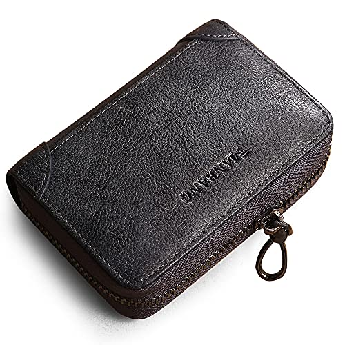 Rfid Men s Card Holder Genuine Leather Credit Card Organizer with Zipper