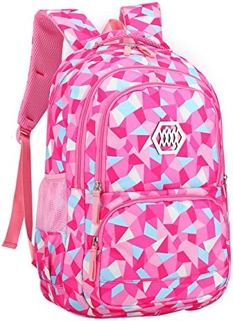 JiaYou Girl Geometric Printed Primary Junior High University School Bag Bookbag Backpack(2# Rose,35 L)