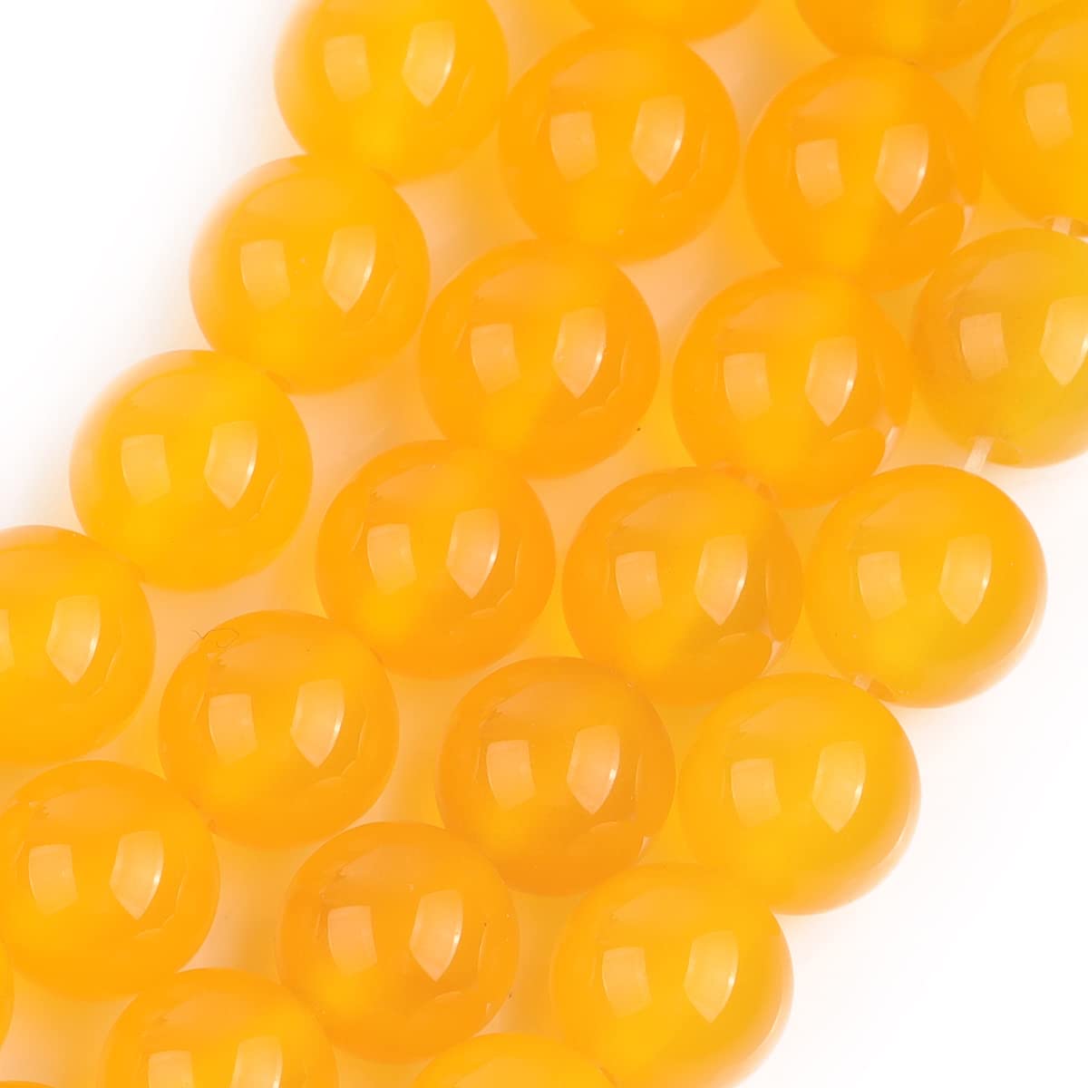 GEM-Inside 8mm Yellow Agate Round Gemstone Semi Precious Loose Beads for Jewellery Making 15'' - Image 4