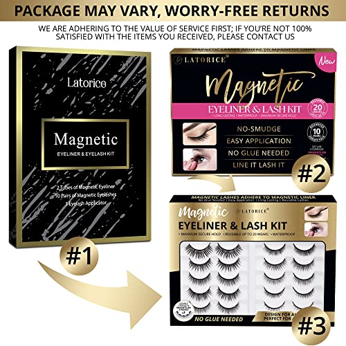 Magnetic Eyelashes, Magnetic Eyelashes Kit Magnetic Eyeliner 3D and 5D different Lengths&Densities Magnetic Eyelashes Magnetic Lashliner For Use with Magnetic False Lashes Natural Look-No Glue Needed (10-Pairs)