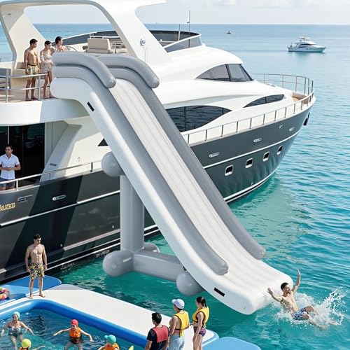 SPECRAFT 16Lx5.3Wx11.5H FT Commercial Inflatable Yatch Water Slide, Grey & White, Outdoor Waterfall...
