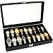 18pc Black Watch Travel Tray Showcase Display Case Unit W/ Glass Top