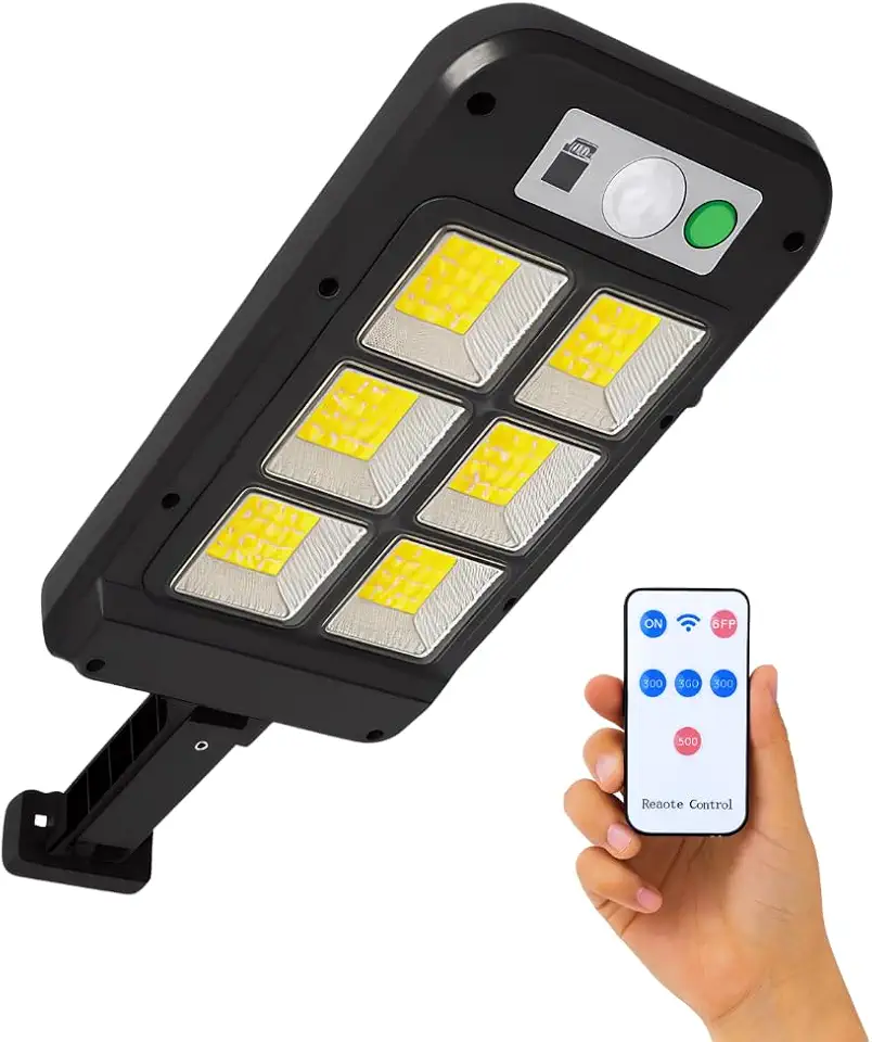 Luminária Solar de Poste Super Potente Premium LED – Sensor de Presença, 3 Modos de Iluminação, Controle Remoto e Prova d’Água – 8 Janelas