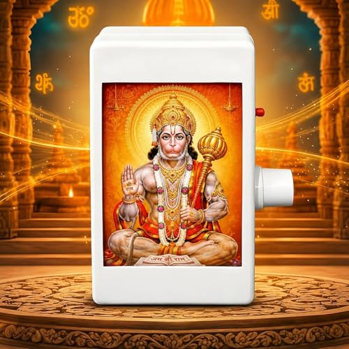 Hanuman Chalisa Chanting Device with 7 Hindu Mantras | Gayatri Mantra, Maha Mrityunjaya Mantra & Om Namah Shivaya Jaap Box | Continuous Prayer Speaker for Meditation, Home Temple & Office