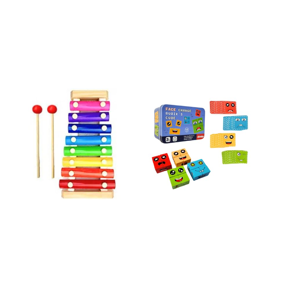 Buy Wooden Xylophone & Wooden Cube face Changing Game for Kids