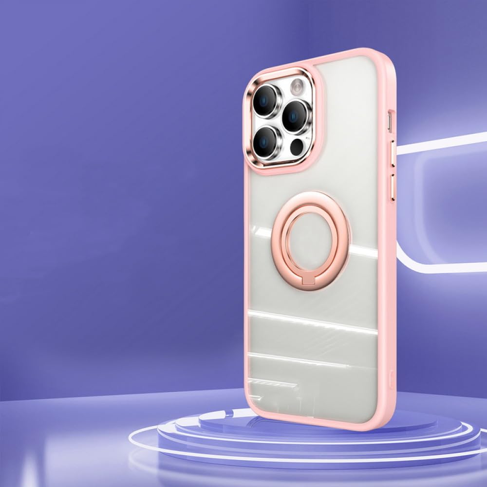 Coque transparente rose anneau support pour iPhone 13 Pro