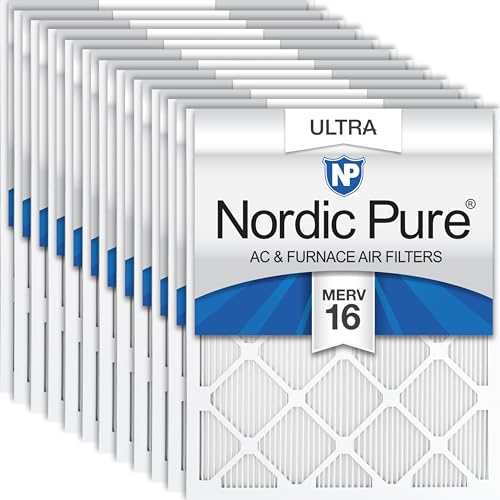 Image of Nordic Pure 15x20x1 (Actual Size: 14 1 /2 x 19 1 /2 x 3 /4) Pleated Ultra MERV 16 AC Furnace Air Filters-With 2.5X More Media for Allergy & Dust Relief, Max Efficiency & Low Airflow Resistance 12 Pack