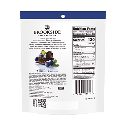 Brookside Dark Chocolate Candy, Acai and Blueberry Flavors, 7 Ounce (Pack of 4)