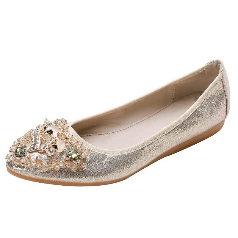 Women's Rhinestone Flats Sequins Wedding Shoes Comfort Pointed Toe Ballet Flat Shoe Low Heel Dress Shoe4