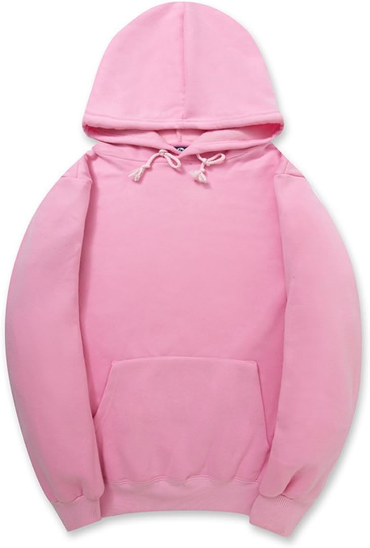 CORIRESHA Simple Style Soft Cotton Plain Color Hoodie Long Sleeve Drawstring Hooded Sweatshirt