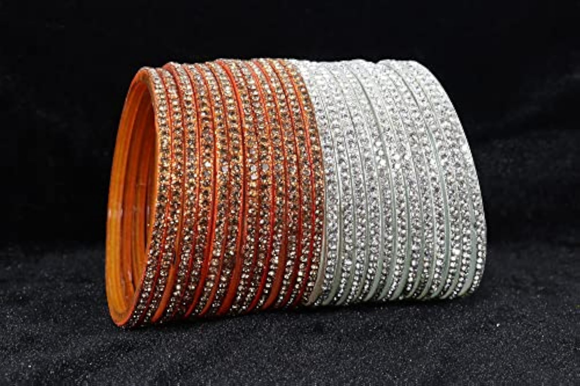Zircon Gemstone and Bead Studded Bangle Set
