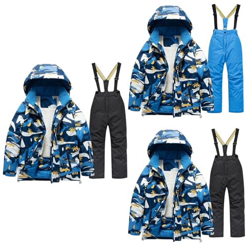 Betadog Girls' 2-Piece Winter Snowsuit Pants and Fleece Lined Puffer Jacket, Kids Winter Coat Snow Pant