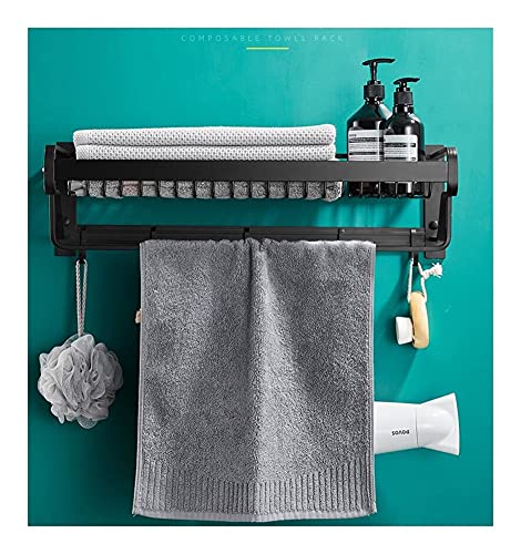 Porte-serviettes mural sans perçage avec étagère de rangement - 5