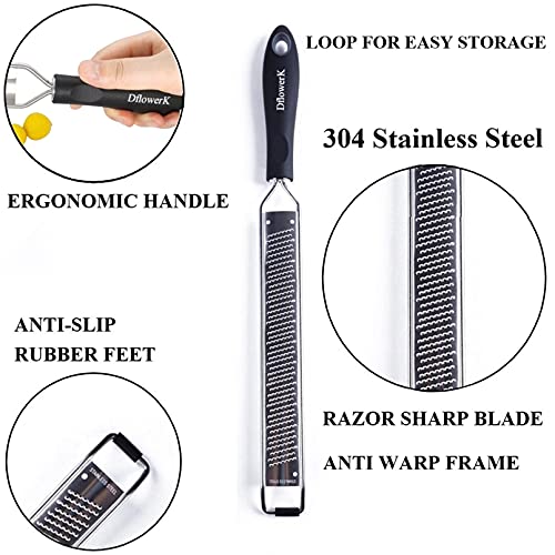 Dflowerk Lemon Citrus Zester Cheese Grater Longer Razor Sharp Stainless Steel Blade With Protective Cover Great For Lemon Parmesan Cheese Chocolate Nutmeg Garlic Ginger(Black) #TOP1
