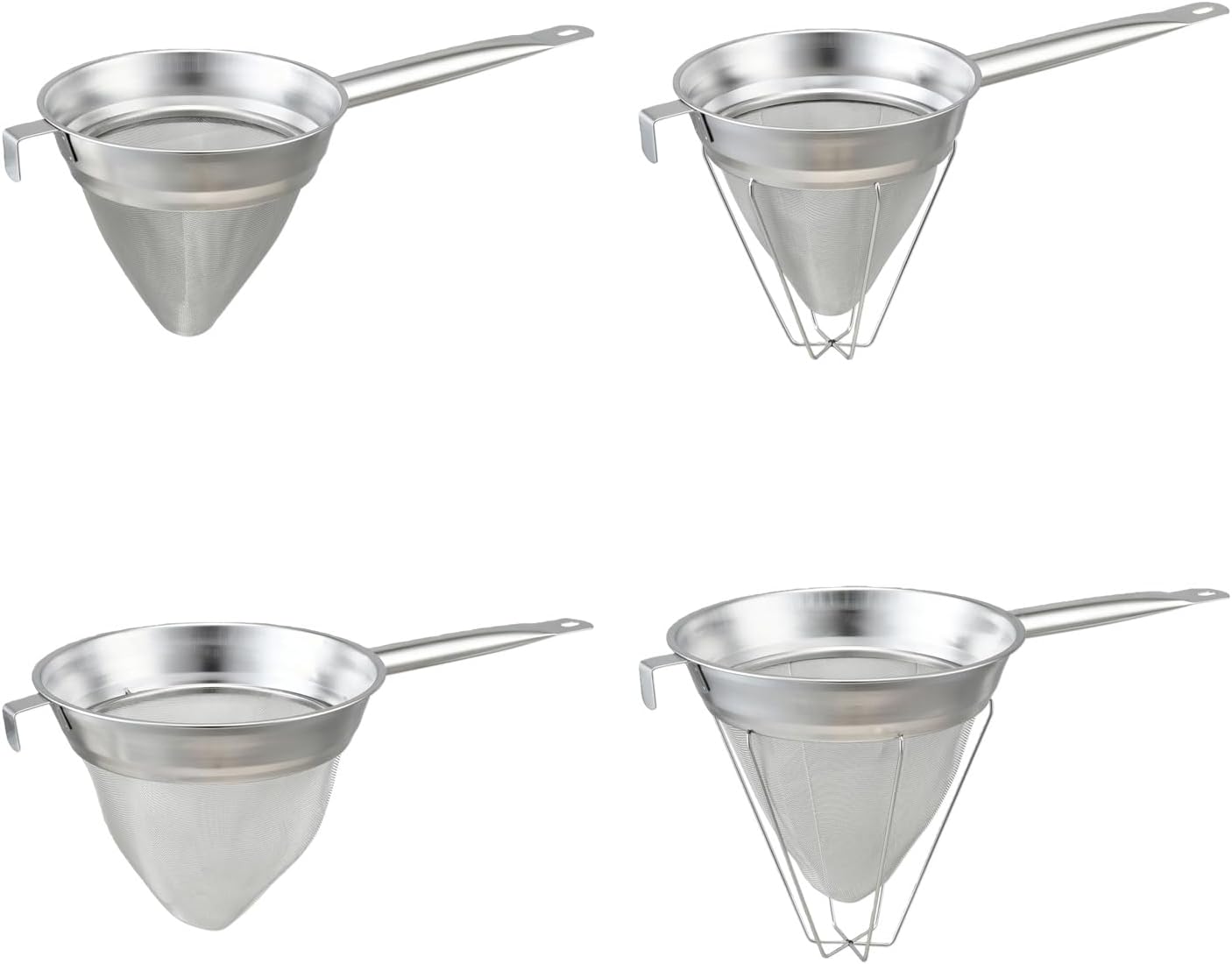 Fine Mesh Conical Strainer, 304 Stainless Steel Multi-purpose Bouillon Filter with Handle for Coffee Grounds Tea Leaves Soup Stock, Dishwasher Safe Kitchen Tool