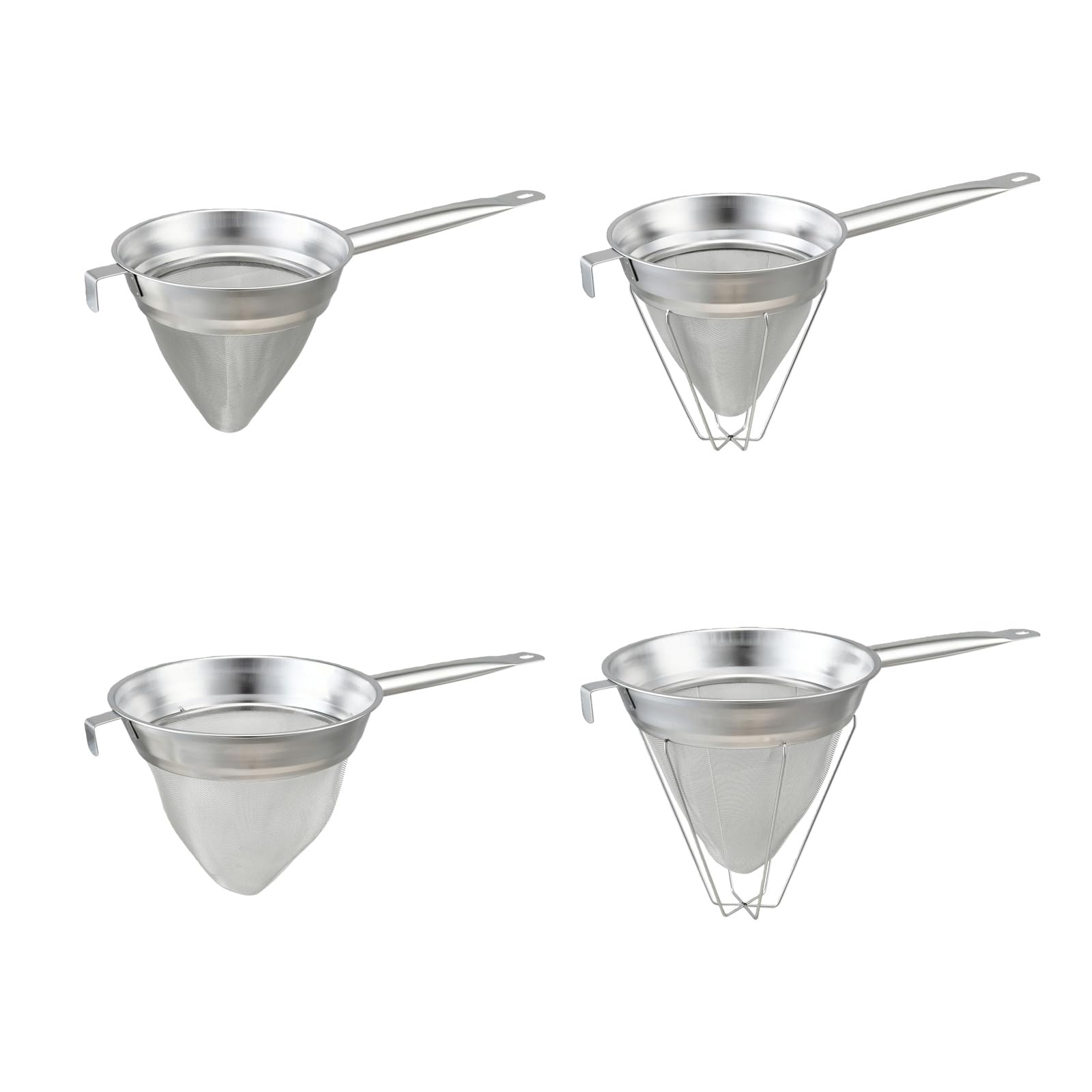 Colador cónico de acero inoxidable 304 con mango largo, tamiz de caldo de malla fina para cocina
