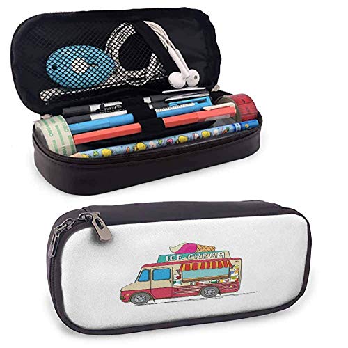 KLKLK Truck Zipper Pencil case Ice Cream Truck Colorful Illustration Business Idea Cartoon Style Cutaway Vehicle Daily use Multicolor