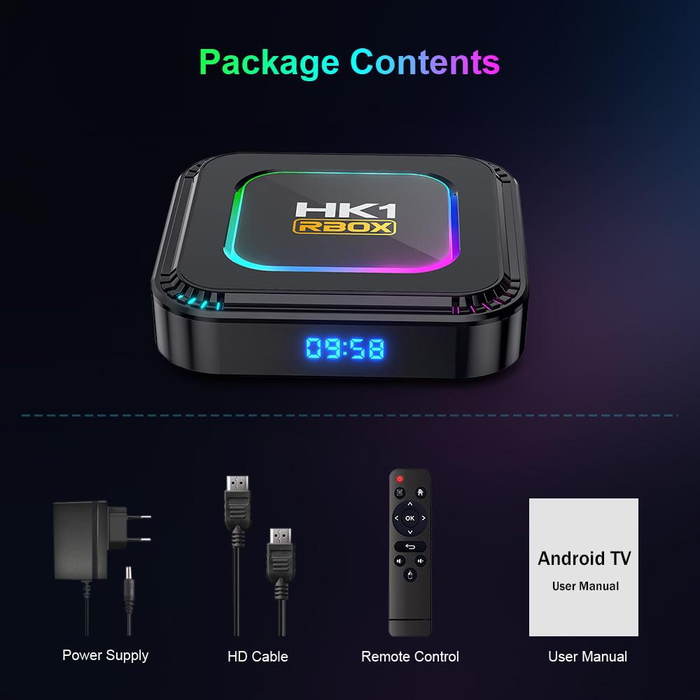 Hk1 Rbox K8 Android 13.0 Smart Box EMMC RK3528 CPU Arm Cortex-A53 Quattro Core 64 bit GPU Mali-G31 MP2 Uscita 4K, BT 5.0 2.4GHz/5GHz WiFi 100Mbps Accesso Internet LAN,4GB+32GB