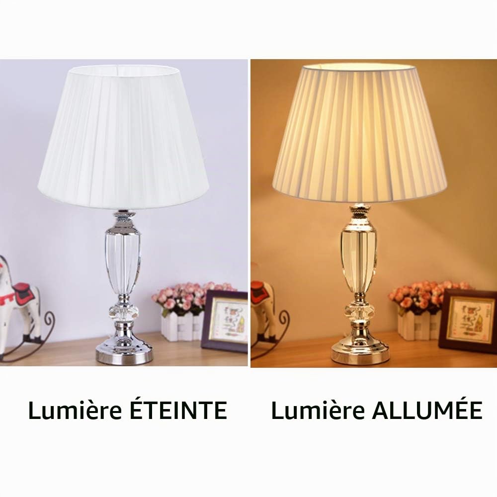 DULEE 16" Abat-jour de Table Lampadaire Fait Main en Tissu pour Lampe de Table Lampadaire Lampe de Chevet,Blanc