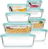 Vtopmart 8er Glasbehälter Mit Deckel, Glas Frischhaltedosen Mit Deckel, Meal Prep Boxen für Lebensmittel, Mikrowellen, BPA-Freie (Green)