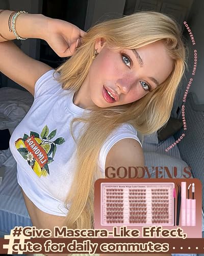 Image of Goddvenus Brown Wispy Lash Clusters Kit Natural Cluster Eyelash Extensions Kit False Eyelashes Clusters Fluffy DIY Individual Lash Extensions Kit C Curl