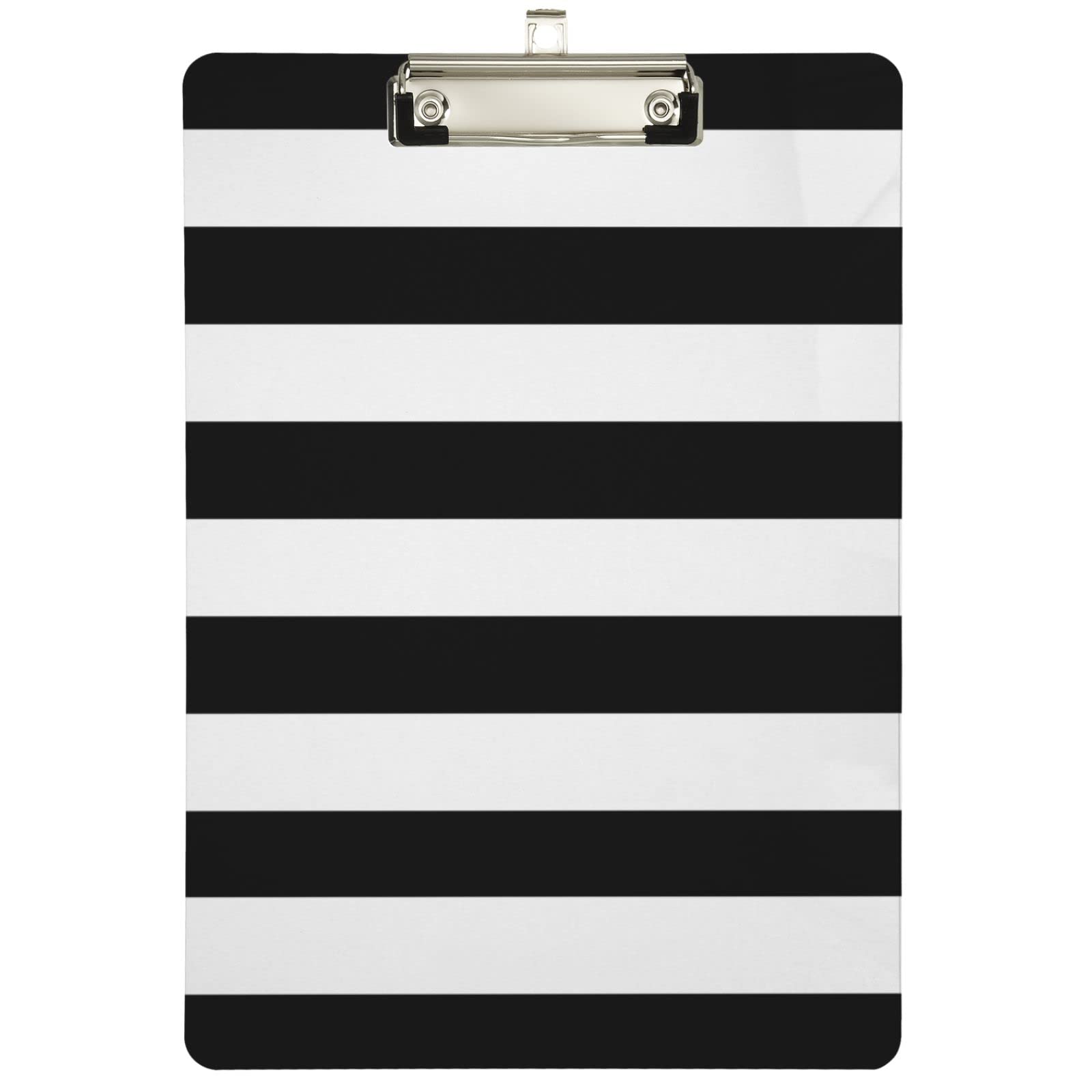 Czarno-białe paski schowek biuro szkoła pielęgniarstwo akrylowa tablica z klipsem do standardowego A4 rozmiar litery 23 cm x 31,8 cm ze złotym niskoprofilowym metalowym klipsem