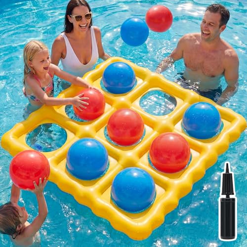 Dalipto Pool Toys Inflatable Tic-Tac-Toe Game Giant Outdoor Floating Game with 10 Balls Swimming...