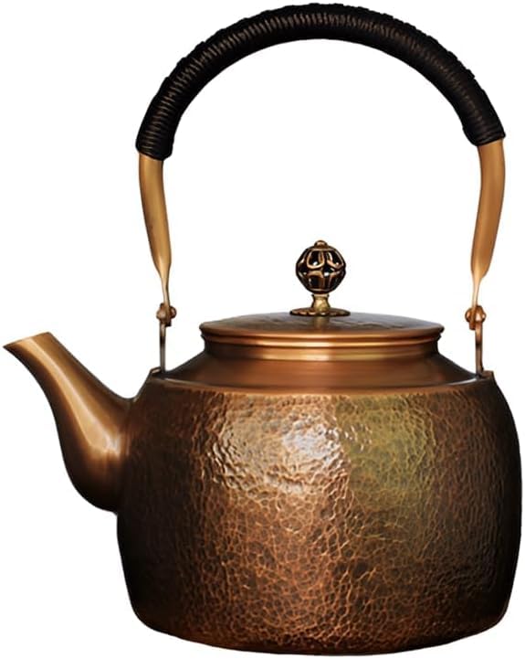 Miedziany czajnik do herbaty, ręcznie robiony, młotkowany garnek do gotowania gazowego i indukcyjnego, tradycyjny browar 1700 ml