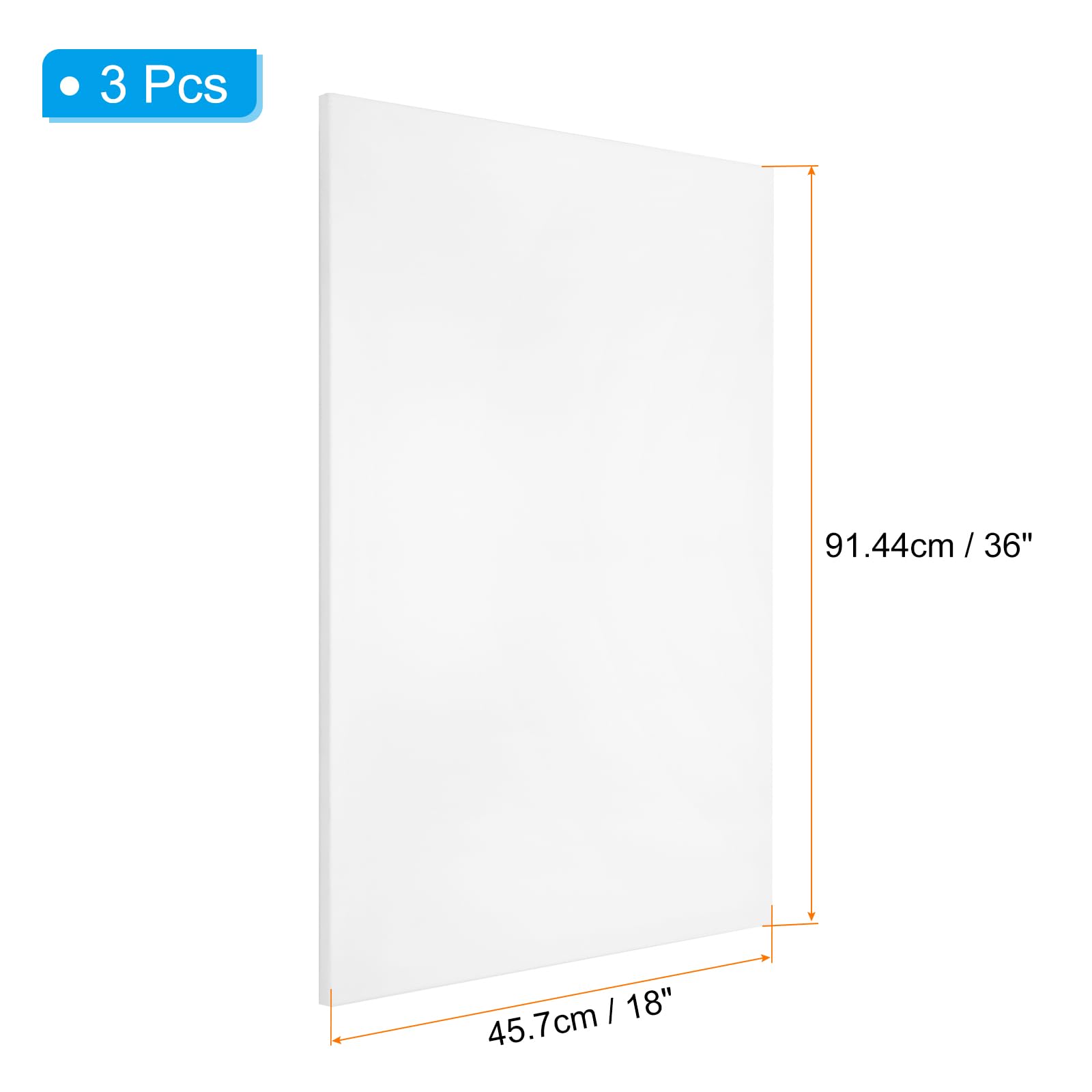 PATIKIL Lienzo Tenso, 3 Piezas 36" X 18" Lienzo Rectangular Para Pintar Lienzo Algodón Blanco Imprimado Paneles De Lienzo Para Pinturas Acrílicas Al Óleo Acuarela, Blanco