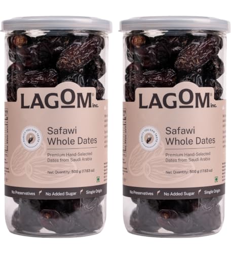 Image of Lagom Safawi Whole Dates 1 kg | Premium Saudi Khajoor | Soft, Rich & Naturally Sweet | No Added Sugar, No Preservatives | Vegan, Gluten Free, Non-GMO