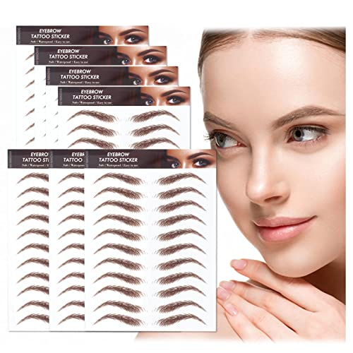 AWAVM 7 Feuilles Autocollants de Sourcils 4D Patch,Eyebrow Tattoos Stickers Autocollant Bionique pour Sourcils,Faux Sourcils Pochoirs Tatouage Imperméable...