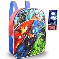 Marvel Avengers Mini Backpack Toddler Set - Bundle with 11\" Avengers Backpack for Boys 4-6 Plus Door Hanger Backpack for Kids