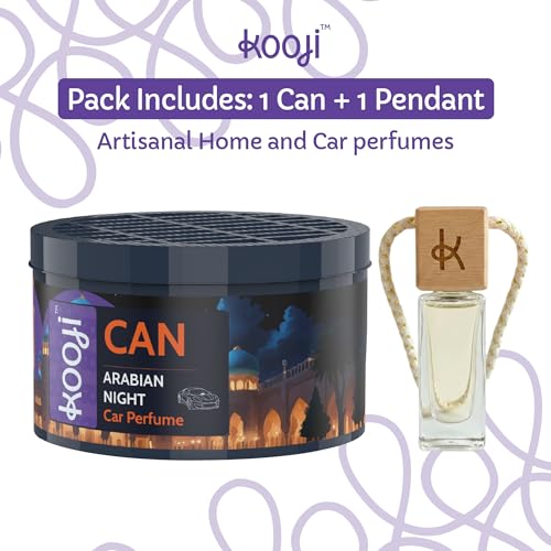 Image of Kooji Can Car Perfume + 5ml Car Hanging Perfume Pendant (Free)-Arabian Night Scent-Long-Lasting, Alcohol-Free, Oud & Saffron Oriental Fragrance-For Car, Home, or Office Use-Lasts Up to 60 Days