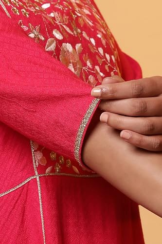 Image of Aurelia Women's Pink Metallic Embroidered Kurta and Palazzo Co-ord Set