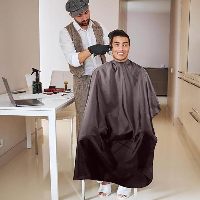 MAKSTILE Professional Hair Cutting Cape for Salons & Home Use | Waterproof & Adjustable Barber Cape | Hairdresser Cape for Styling, Cutting & Coloring | Size: 42x56 Inches | Pack of 1 (Coffee) - Image 4 thumbnail