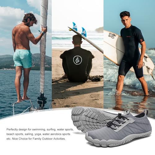 Image of HIITAVE Men Barefoot Water Shoes Beach Aqua Socks Quick Dry for Outdoor Sport Hiking Swiming Surfing